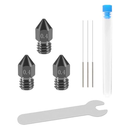 Aokin 3 Pcs 0.4mm Hardened Steel Nozzles MK8 Nozzles 3D Printer Nozzles and 3 Pcs 0.35mm Stainless Steel Nozzle Cleaning Needles for Creality Ender 3/3 Pro/3 V2, Ender 5/5 Pro, CR-10/10S, Makerbot - color: 0.4mm