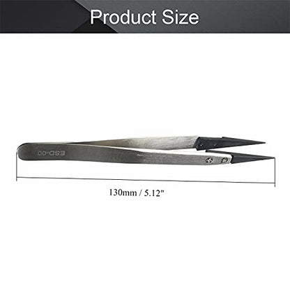 Utoolmart ESD-00 Precision Anti-Static Carbon Fiber Tweezers Stainless Steel Tweezers for Craft Jewelry Electronics 1 pcs - color: 1pcs, size: ESD-00