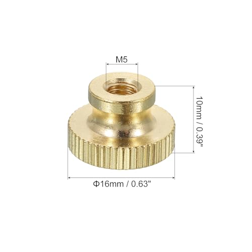 uxcell Knurled Thumb Nuts, 3Pcs M5 x D16mm x H10mm Brass High Head Through Hole with Collar High Head Through Hole Round Knobs Fasteners for 3D Printer Parts, Machine Tools - size: M5 x D16mm x H10mm