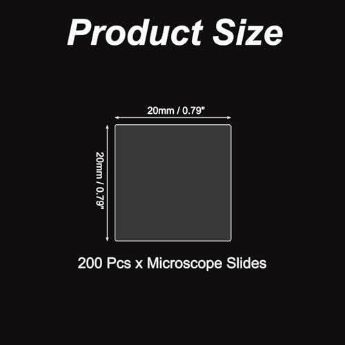 PATIKIL 200pcs Cover Slips for Microscope Slides, 20x20mm Microscope Cover Square for Laboratory Sample Observe - size: 20x20mm