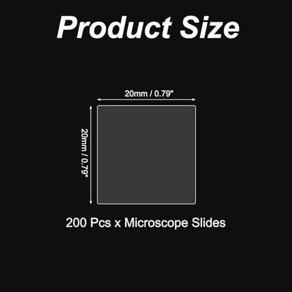 PATIKIL 200pcs Cover Slips for Microscope Slides, 20x20mm Microscope Cover Square for Laboratory Sample Observe - size: 20x20mm