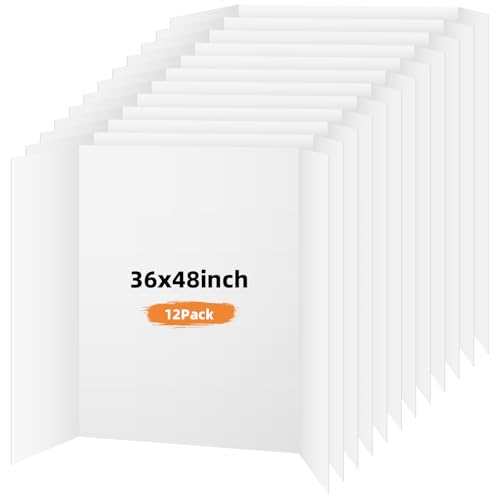 12 Pack Trifold Poster Board, 36x48 White Presentation Display Board - size: 36x48, style: 12 Pack
