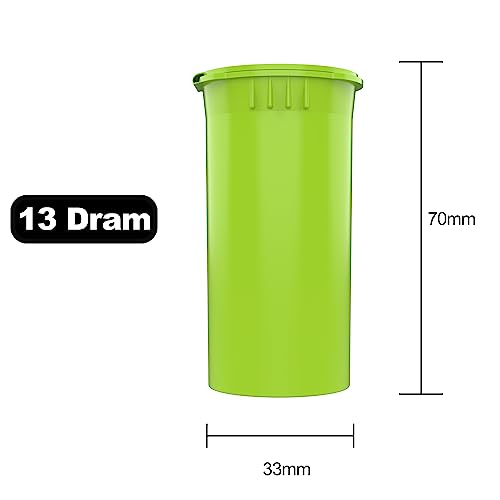 Dragon Chewer 13 Dram CR Plastic Packaging Pop Top Containers - Child Resistant Travel Holder Vial Bottles - 315 qty (Lime Green) - color: Lime Green