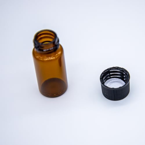 20pcs 10ml Glass Sample Vials, Liquid Sampling Small Glass Bottle Storage Container with PE Liners Black Screw Caps Leak-Proof for Essential Oil, and Specimen Samples, Brown - color: Brown, size: 10ml