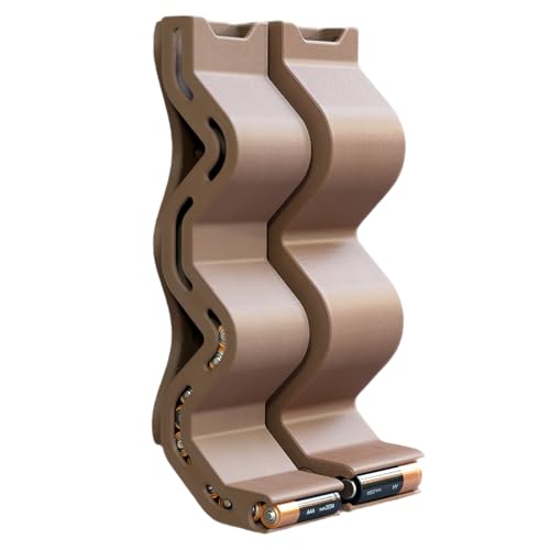 AA & AAA Battery Chute Combo, Wall-Mounted Battery Organizer & Dispenser – No-Jam FIFO Design, Holds 18 AA & 25 AAA Batteries – Brown - color: Brown