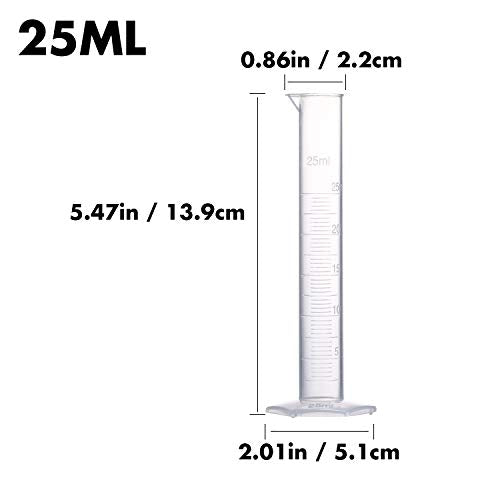 Measuring Cylinder Set, 4 Sizes Graduated Polypropylene Lab Test Tubes