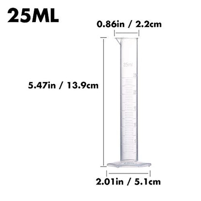 Measuring Cylinder Set, 4 Sizes Graduated Polypropylene Lab Test Tubes