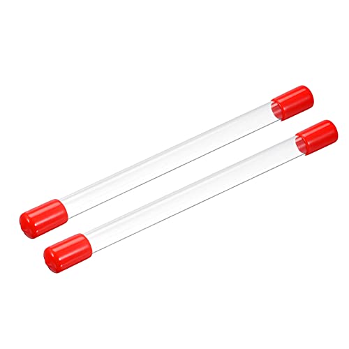 PATIKIL Clear Rigid Tube Round Plastic Tubing with Red Rubber Caps Polycarbonate Water Pipe, 305mm/ 12 Inch Length, 11mmx12mm/0.43"x0.47", 2 Set - color: Red,Clear, size: 0.43"x0.47"