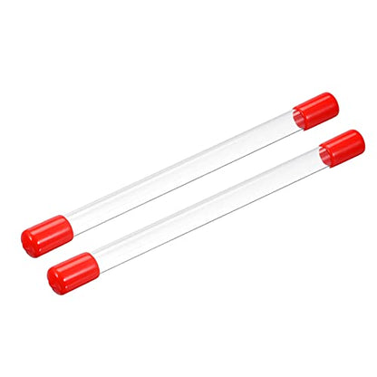 PATIKIL Clear Rigid Tube Round Plastic Tubing with Red Rubber Caps Polycarbonate Water Pipe, 305mm/ 12 Inch Length, 11mmx12mm/0.43"x0.47", 2 Set - color: Red,Clear, size: 0.43"x0.47"
