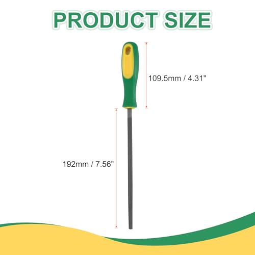 HARFINGTON 8" Round Medium Cut File Double Cut Teeth Medium Metal File High Carbon Steel T12 with Plastic Handle for Metal Wood Finishing Roughing, Grey/Yellow-Green - size: 8", style: Medium Cut