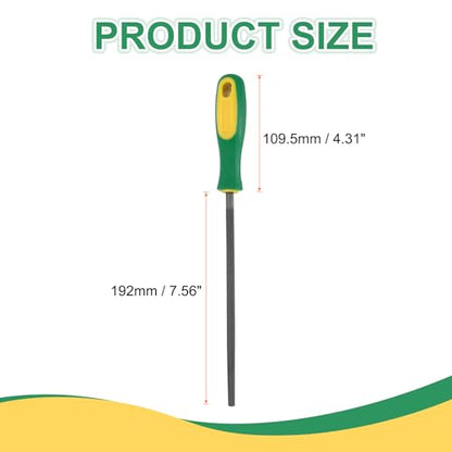HARFINGTON 8" Round Medium Cut File Double Cut Teeth Medium Metal File High Carbon Steel T12 with Plastic Handle for Metal Wood Finishing Roughing, Grey/Yellow-Green - size: 8", style: Medium Cut