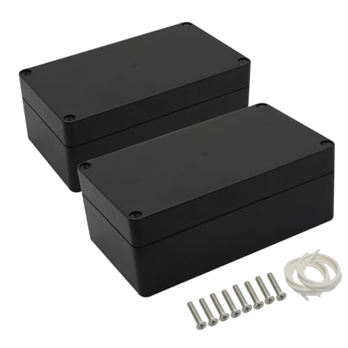 LeMotech Project Box ABS Plastic Junction Box IP65 Waterproof Electrical Boxes Universal Enclosure Black 6.2X 3.5X 2.4 inch (158x90x60mm)（Pack of 2） - color: Black (2 packs), size: 6.2" x 3.5" x 2.4"
