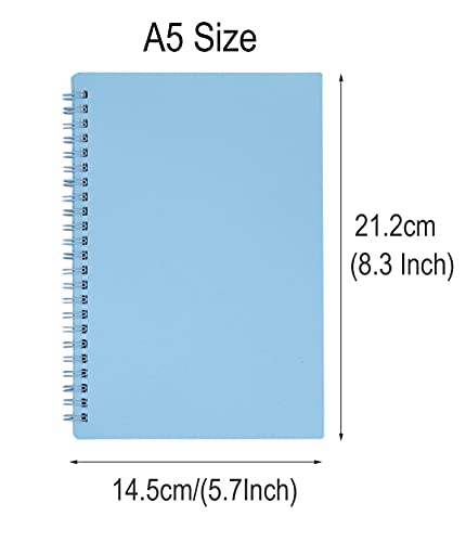 Yansanido Spiral Notebook, 6 Pcs A5 Thick Plastic Hardcover 8mm Ruled 6 Color 80 Sheets -160 Pages Journals for Study and Notes (6 colors, A5 5.7" x 8.3"-Ruled)