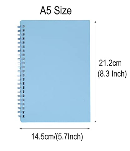 Yansanido Spiral Notebook, 6 Pcs A5 Thick Plastic Hardcover 8mm Ruled 6 Color 80 Sheets -160 Pages Journals for Study and Notes (6 colors, A5 5.7" x 8.3"-Ruled)