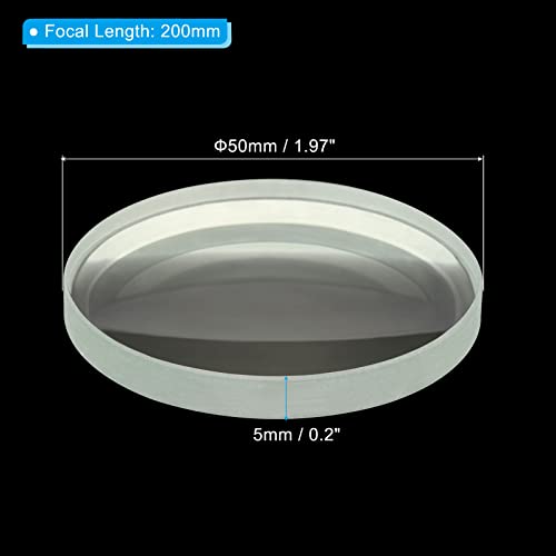 PATIKIL 8" (200mm) Focal Length Double Concave Lens, 2 Pack 50mm Diameter 5mm Height Glass Optically Polished Round Edges Lens for Physics Experiment, Clear - size: 20cm
