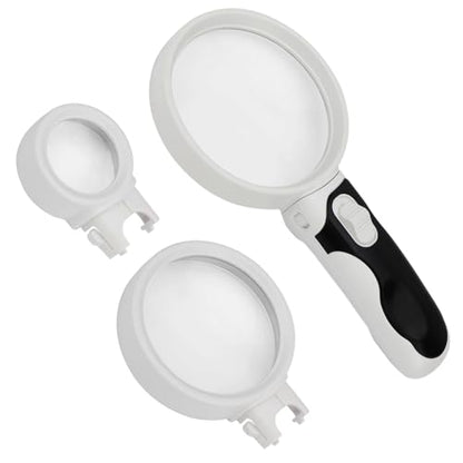Rongon 3PCS Magnifying Glass with Light Handheld Magnifier(2.5X & 5X & 16X) - size: 3 Lens (2.5X + 5X + 16X)