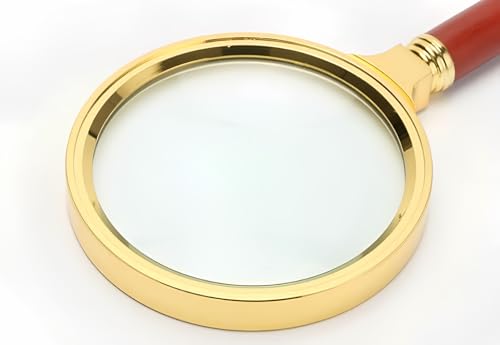 20X HD Magnifying Glass (Full Size-90mm) for Desktop, Collectors, Youth and The Elderly. Free Bonus, (3) Credit Card Sized Magnifiers for Shopping or dosing Medicine ($3.96 Value).