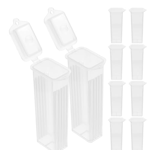 Microscope Pathological Slide Storage Case with Slotted Channels Secure Snap Closure Easy-Clean Plastic Mailer 10 Pack 3.42 X 1.06 X 0.70 in