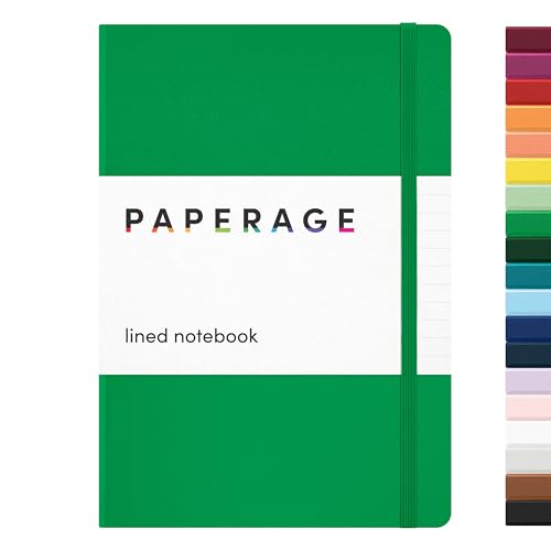 PAPERAGE Lined Journal Notebook, Hardcover Journal for Women & Men, 160 Pages, (5.6 in x 8 in), College Ruled Journaling Notebook for Work, School Supplies & Note Taking, (Green) - color: Green, style: A. Lined