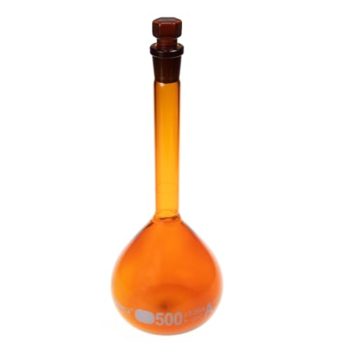 2PCS 500ML Volumetric Flask, Class A, Glass Stopper for Laboratory - color: Amber Glass, size: 500ML