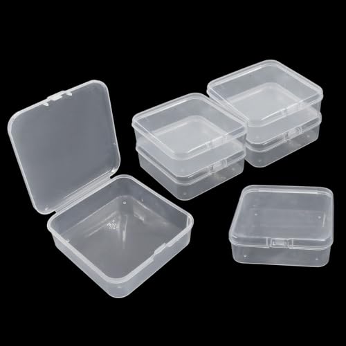 BokWin Mini Plastic Clear Beads Storage Containers, 2.9"x2.9"x1", 6 Pack - size: 2.9"x2.9"x1"