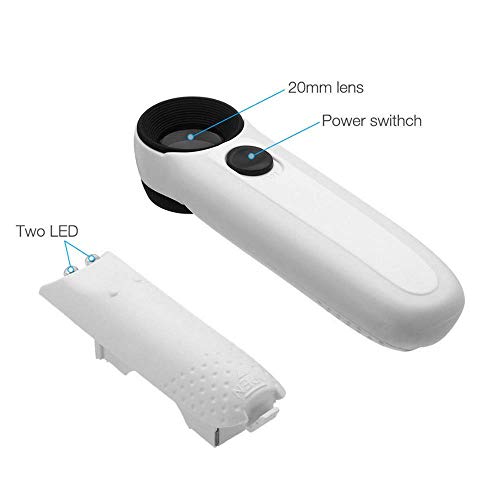 40X Handheld Magnifier Magnifying Glass Loupe Lens for Reading Jewelry Watch Repair Tool with 2 LED Light