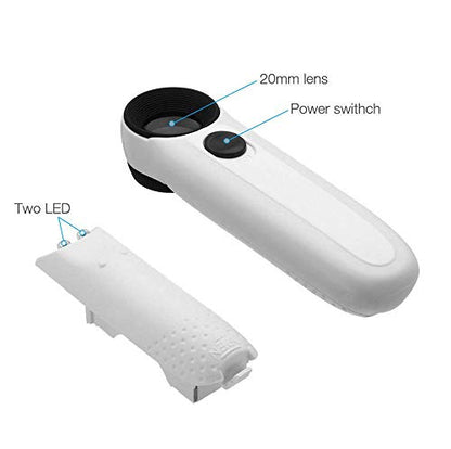 40X Handheld Magnifier Magnifying Glass Loupe Lens for Reading Jewelry Watch Repair Tool with 2 LED Light