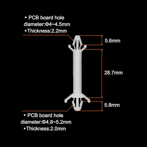 PATIKIL 60PCS PCB Board Isolation Column, Nylon Reverse Locking Circuit Board Clips Standoff Double Head Insulation Bracket Support Height 28.7mm /1.13" - size: 28.7mm /1.13"