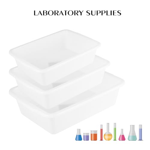 3Pcs Chemical Reagent Containment Tray, Alkali Resistance and Acid Resistance Laboratory Spill Tray, Plastic Laboratory Storage Supplies, Chemical Instrument (Large/Medium/Small)