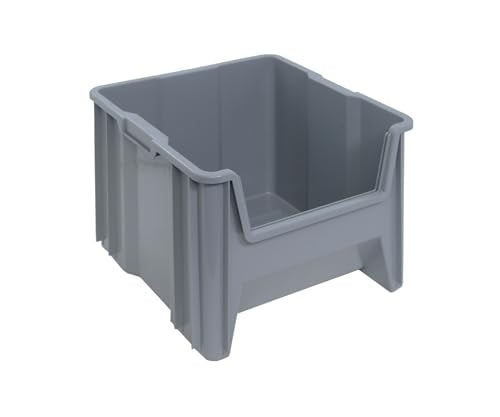 QUANTUM STORAGE SYSTEMS QGH800GY Giant Stack Multipurpose Part Organizer Gray Bins 18" L x 17" W x 13" H 2 Pack