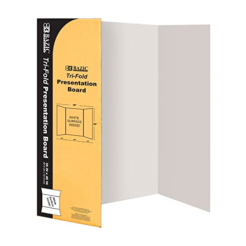 BAZIC Products White Tri-Fold Poster Board, 36 x 48 in, 24-Case - color: White, size: 24-Pack