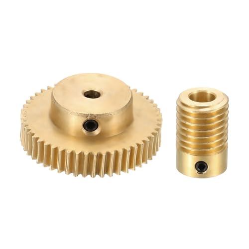 uxcell Worm Gear Set Right Rotation 50T 0.5 Module 1:50 Reduction Rate - size: Gear-3mm, Rod-6mm Bore, style: 0.5M-50T