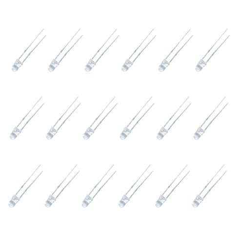 100PCS 3mm LED Emitting Diode 20mA 2 Pin Round Head Colored Diffused Diodes Lights Bulb Circuit Lamps Electronic Indicator Light (White) - color: White