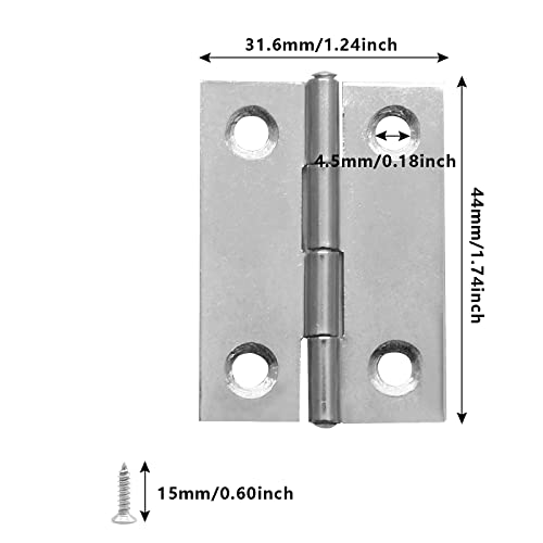 Piutouyar 6Pack 2 Inch Butt Hinge 304 Stainless Steel Mini Hinges - size: 2 Inch