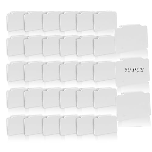 50 Pcs White Removable Bin Labels - Clip On, Reusable Fabric Basket Tags for Storage Bins Organization - color: White