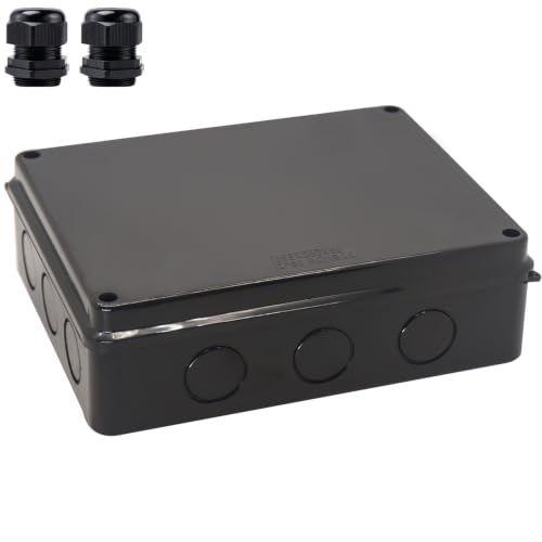 Project Box IP65 Waterproof Dustproof Junction Boxes ABS Plastic DIY Electronic Case, Indoor & Outdoor Electrical Box Power Cord Enclosure Black 255x200x80mm - size: 10" x 7.9" x 3.1"