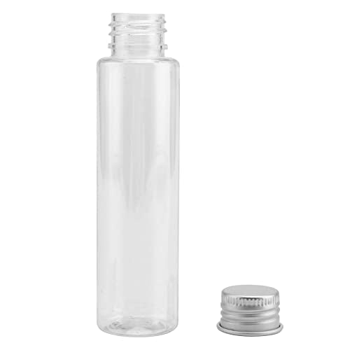 SINJEUN 80 PCS 50ml Flat Plastic Test Tubes, 28×109 mm Clear Test Tube with Screw Caps Good Seal Test Tubes Containers for Sampling, Planting and Storing