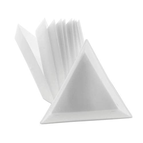 Tegg Sorting Tray 10PCS White Plastic Triangular Beads Sorting Trays Storage Container Plates for Beads Gems Crystals Nails