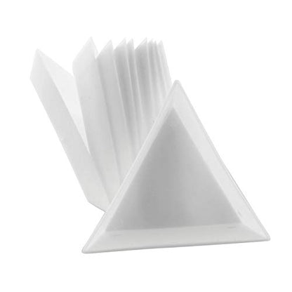 Tegg Sorting Tray 10PCS White Plastic Triangular Beads Sorting Trays Storage Container Plates for Beads Gems Crystals Nails