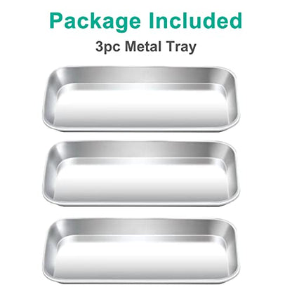 Yzurbu 3pcs Metal Tray, Stainless Steel Tray for Tattoo Supplies, Resin, Bathroom, Lab Instrument - size: 3pcs