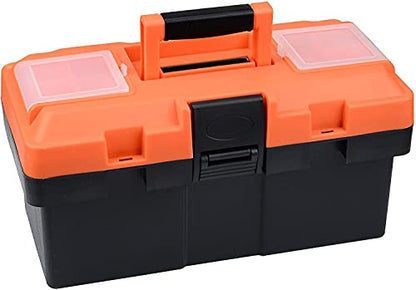 Edward Tools Heavy Duty Plastic Tool Box 14” - Small Top Accessory Boxes - Grip Handle - Removable Organizer Tools Tray - Secure Latch Locking Lid - Sturdy Frame