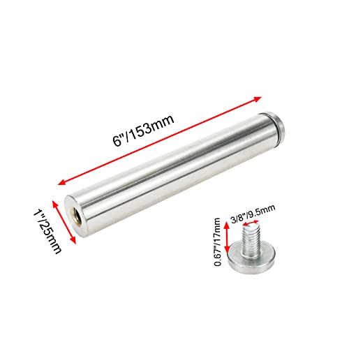 4pcs Sign Standoff Screws 1" Dia, 6" Length, 3/8" Thread Dia - size: 1" Dia x 6" Length 4pcs