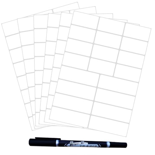 Waterproof Removable White Blank Name Labels with Pen for Organization - style: White Multiple sizes