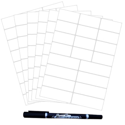 Waterproof Removable White Blank Name Labels with Pen for Organization - style: White Multiple sizes