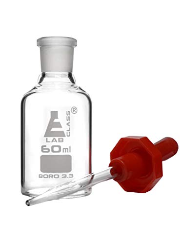 EISCO Dropping Bottle, 60ml (2oz) - Borosilicate 3.3 Glass - Eye Dropper Pipette and Dust Proof Rubber Bulb - Octagonal, Non-Screw Top (Pack of 2) - size: 2 Ounces (Pack of 2)