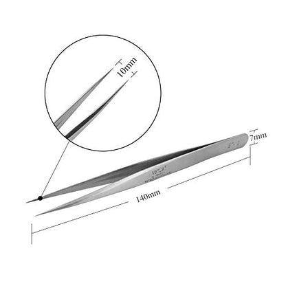 LASHVIEW Lash Tweezer, Vetus Straight Pointed Eyelash Tweezers for Profissional Grafting Eyelash Extension, Stainless Steel Needle Nose Tweezers for Lash Extension Stickers Precision Electronics, ST12 - size: ST12