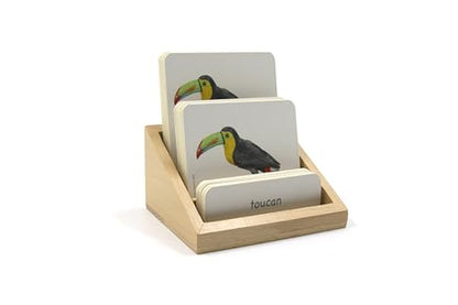 Wooden Three-part Cards Holder Cards Display Stand Cards Organizer 3 Slots Montessori