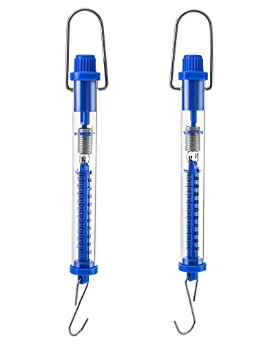 QWORK Plastic Tubular Spring Scale - 5 Pack 1000g/10N Capacity, Grams & Newton Calibration, Zeroing Capability, Clear Plastic Body Spring Balance Hanging Tube