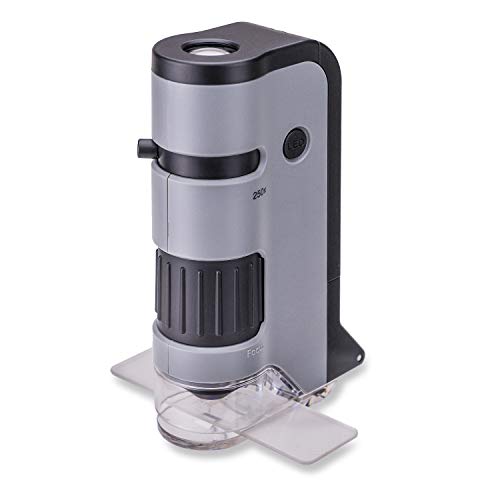 Carson MicroFlip 100x-250x LED and UV Lighted Pocket Microscope with Flip Down Slide Base and Adapter with CarsonCam Phone App - Set of 4 (MP-250MU) - style: Pack of 4
