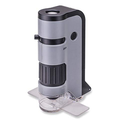 Carson MicroFlip 100x-250x LED and UV Lighted Pocket Microscope with Flip Down Slide Base and Adapter with CarsonCam Phone App - Set of 4 (MP-250MU) - style: Pack of 4